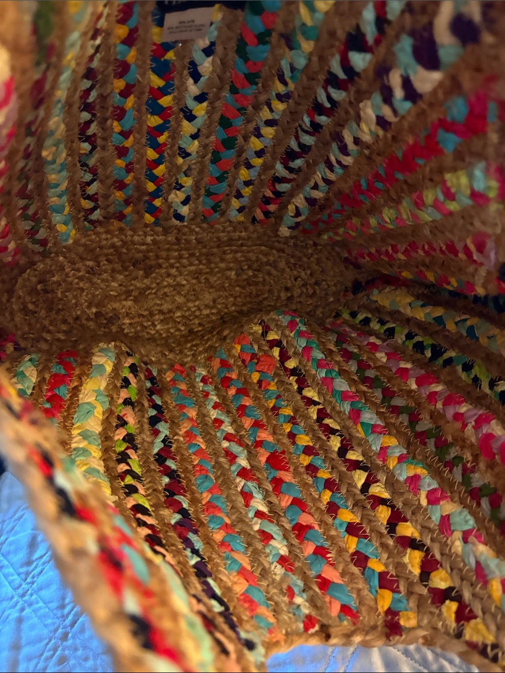 Multicolor Braided Round Straw Tote Bag - Picture 4 of 4